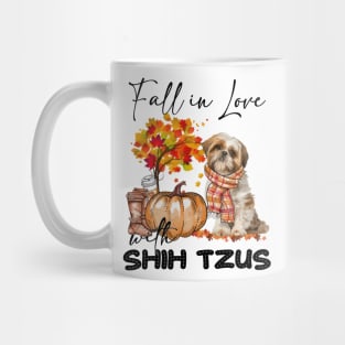 Fall In Love With Shih Tzus Fall Pumpkin Thanksgiving Mug